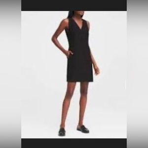 Banana Republic, 14, Black Pleated-Shoulder Shift Dress with Pockets